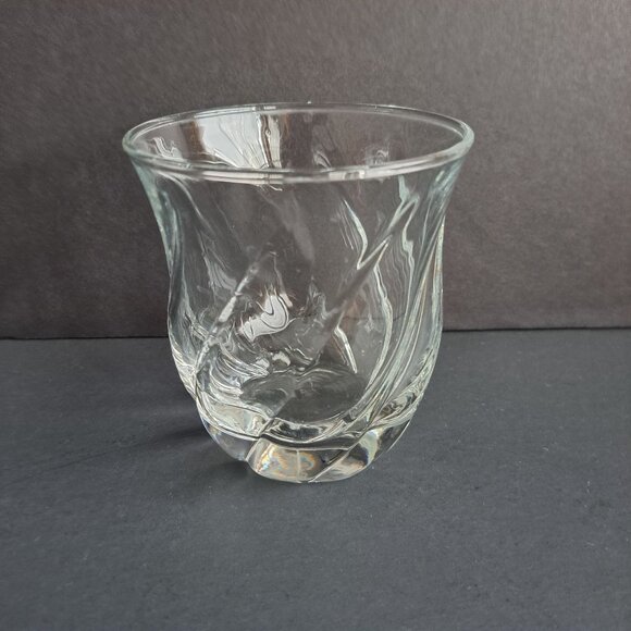 Anchor Hocking AHC22 Old Fashioned Glass 3.75" Clear Swirl Base Tumbler Vintage - Picture 2 of 8